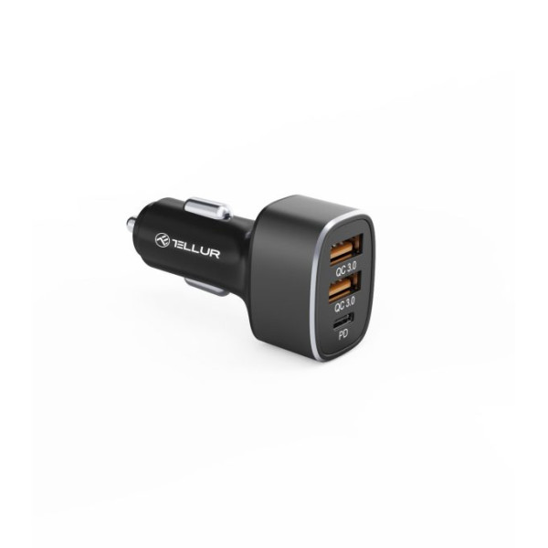 Tellur Car Charger FCC9, 56W, 9A (2XQC 3.0 + PD20W) black Laadijad