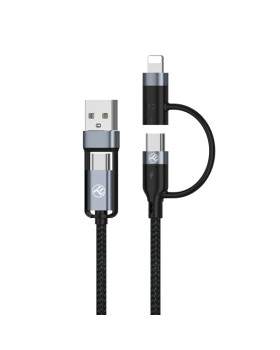 Tellur 4in1 Cable USB/Type-C to Type-C (PD65W)/Lightning (PD20W) 1m Black