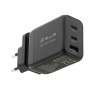 Tellur GaN 65W 3-port wall charger, 2xUSB-C + USB-A, EU,UK,US, black