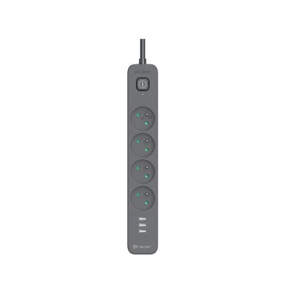 Tracer 47685 Power Line+ 5m (4 sockets +3x USB A)