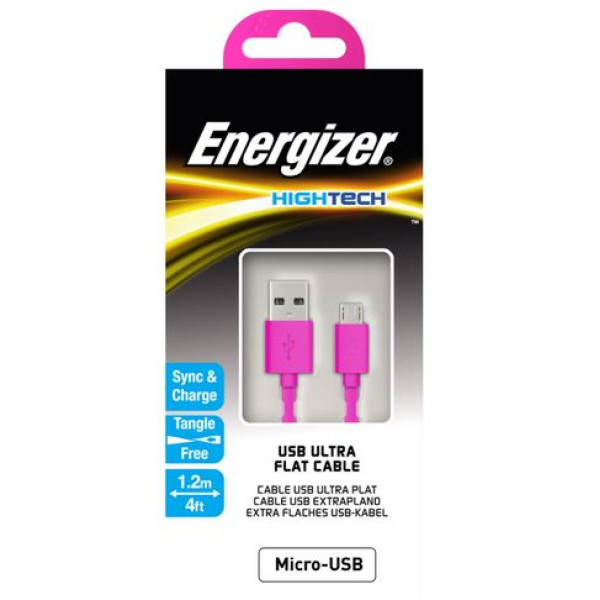 Energizer Hightech Ultra Flat Micro-USB Cable 1.2m pink (C21UBMCGPK4) Muu