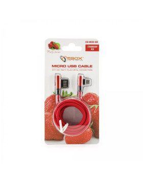 Sbox USB->Micro USB 90 M/M 1.5m USB-MICRO-90R strawberry red-foto2