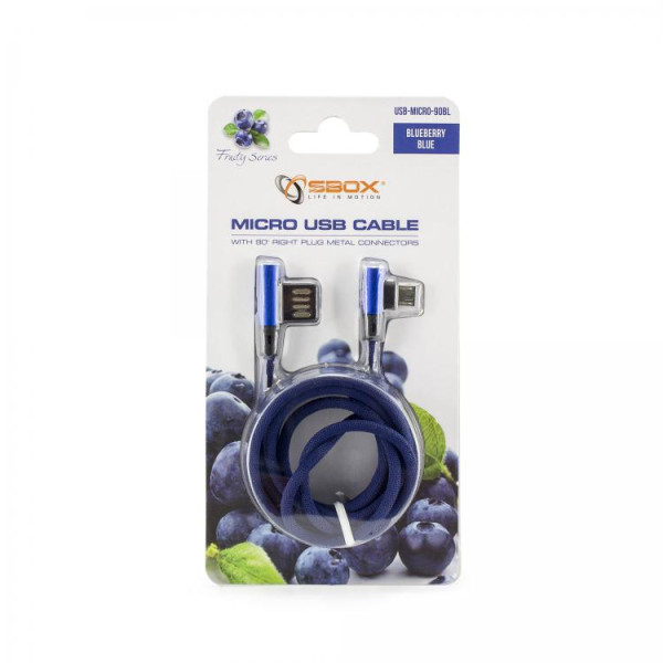 Sbox USB->Micro USB 90 M/M 1.5m USB-MICRO-90BL blueberry blue Muu