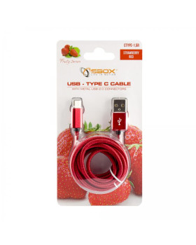 Sbox USB->Type-C M/M 1.5m CTYPE-1.5R Strawberry Red-foto2