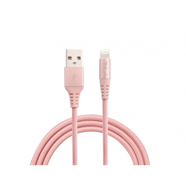 Tellur Data cable, Apple MFI Certified, USB to Lightning, made with Kevlar, 2.4A, 1m rose gold Muu