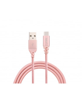 Tellur Data cable, USB to Type-C, made with Kevlar, 3A, 1m rose gold-foto2