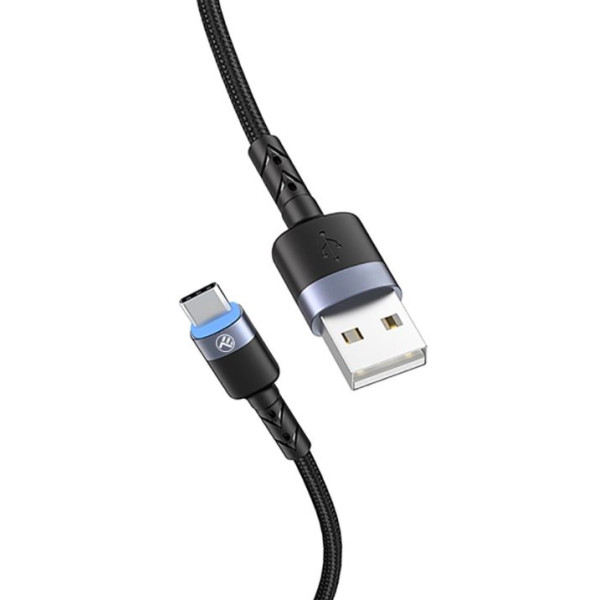 Tellur Data cable, USB to Type-C, LED Light, Nylon, 2m black Muu