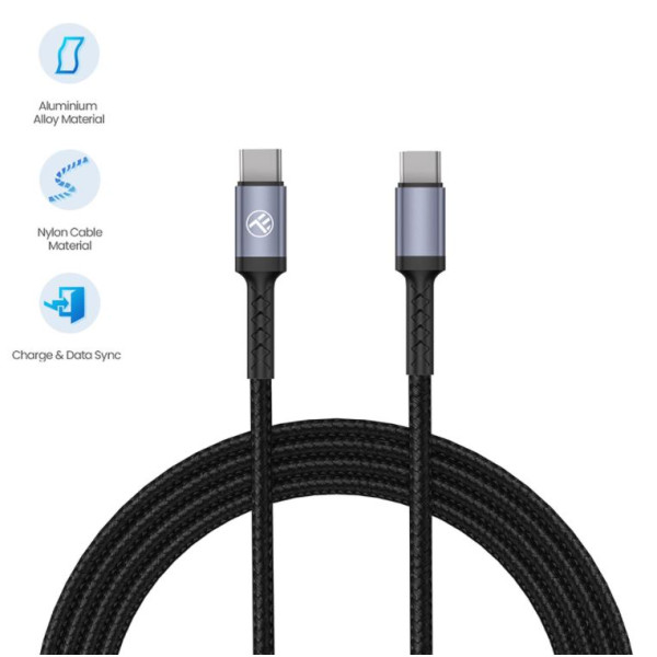 Tellur Type-C To Type-C cable 3A, 60W, 1m black Muu