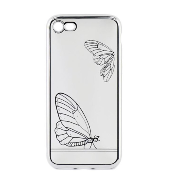 Tellur Cover Silicone for iPhone 7 Butterfly silver Mobiili ümbrised