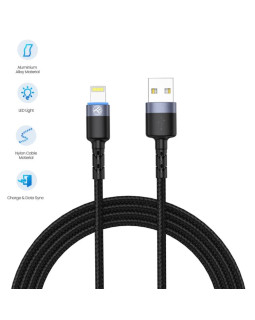Tellur Data cable USB to Lightning LED, Nylon Braided, 1.2m black-foto2