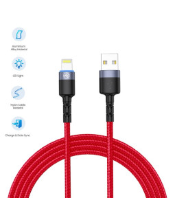 Tellur Data Cable USB to Lightning with LED Light 3A 1.2m Red-foto2