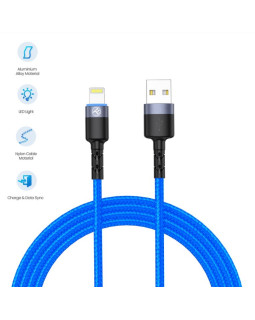 Tellur Data Cable USB to Lightning with LED Light, 3A 1.2m Blue-foto2