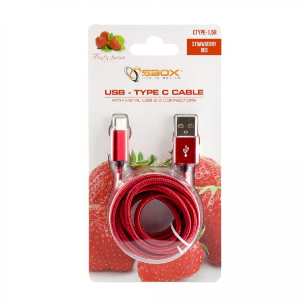 Sbox USB-TYPEC-15R USB->Type C M/M 1.5m fruity red Muu