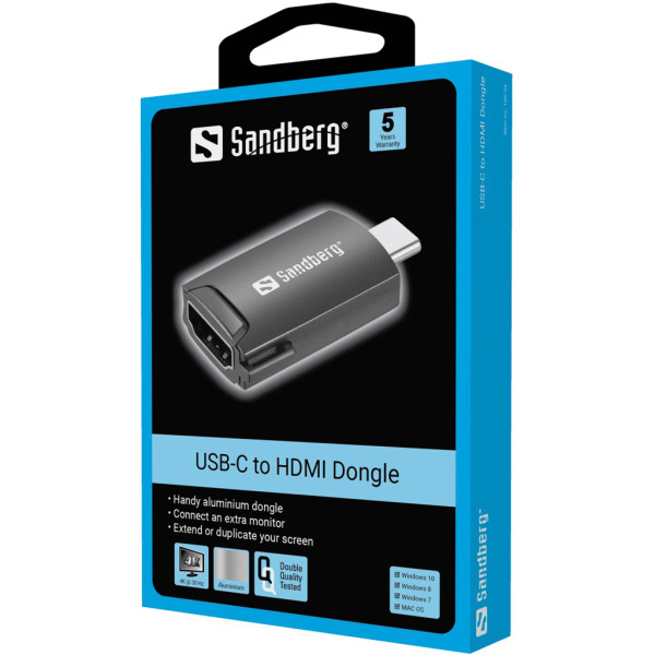 Sandberg 136-34 USB-C to HDMI Dongle Arvuti komponendid