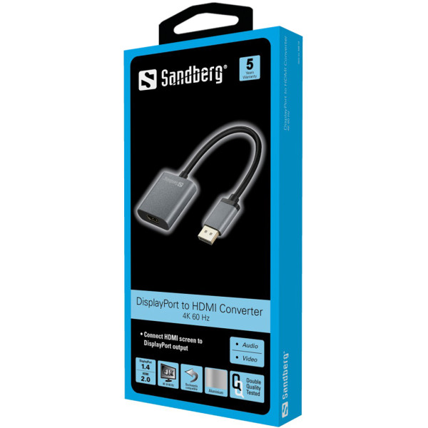 Sandberg 509-19 Adapter DP1.4>HDMI2.0 4K60 Arvuti komponendid