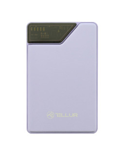 Tellur Power Bank 10000mAh, USB-C + Lightning cables built-in  purple-foto2