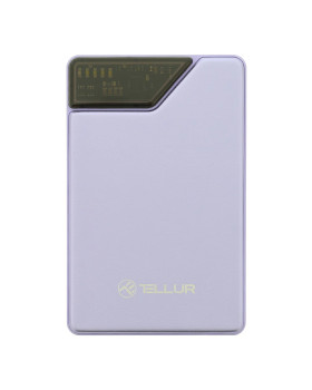 Tellur Power Bank 10000mAh, USB-C + Lightning cables built-in  purple-foto2