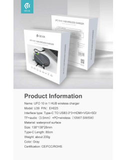 Devia UFO 10in1 HUB wireless charger gray-foto3