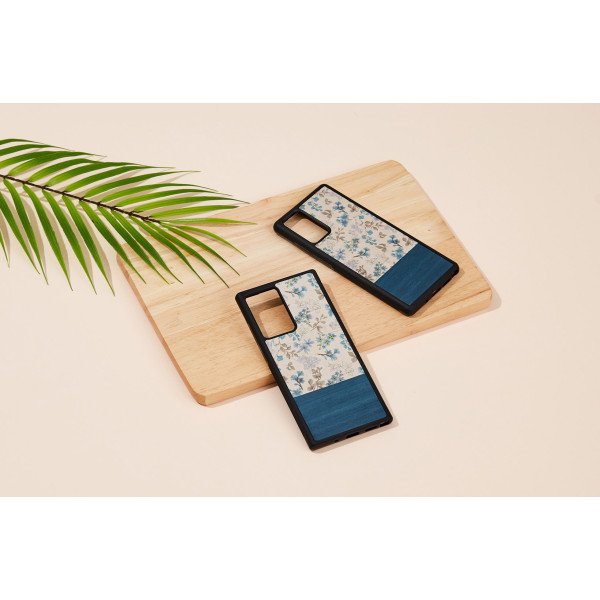 MAN&WOOD case for Galaxy Note 20 blue flower black Mobiili ümbrised