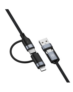 Tellur 4in1 Cable USB/Type-C to Type-C (PD65W)/Lightning (PD20W) 1m Black-foto3