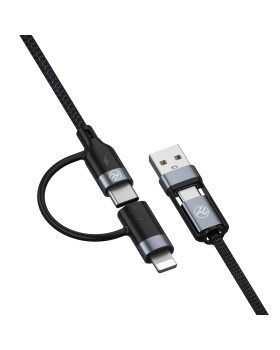 Tellur 4in1 Cable USB/Type-C to Type-C (PD65W)/Lightning (PD20W) 1m Black-foto3