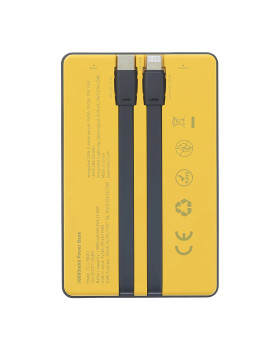 Tellur Power Bank 10000mAh, USB-C + Lightning cables built-in  yellow-foto3