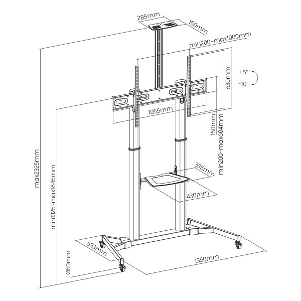 Sbox FS-3610 Floor Ultra-Large LED TV Stand 60-100