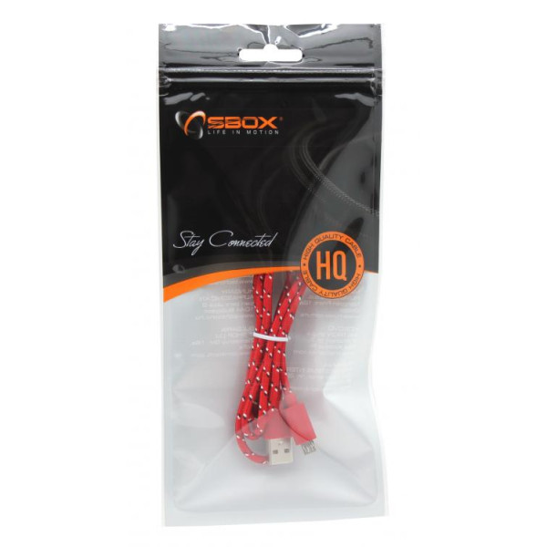 Sbox USB->Micro USB 1M USB-1031R red Muu