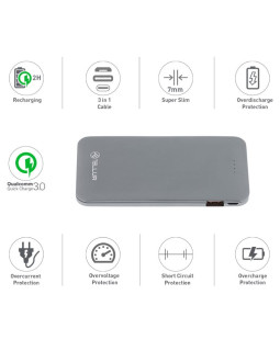 Tellur Power Bank QC 3.0 Fast Charge, 5000mAh, 3in1 gray-foto4