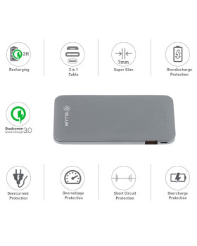 Tellur Power Bank QC 3.0 Fast Charge, 5000mAh, 3in1 gray-foto4