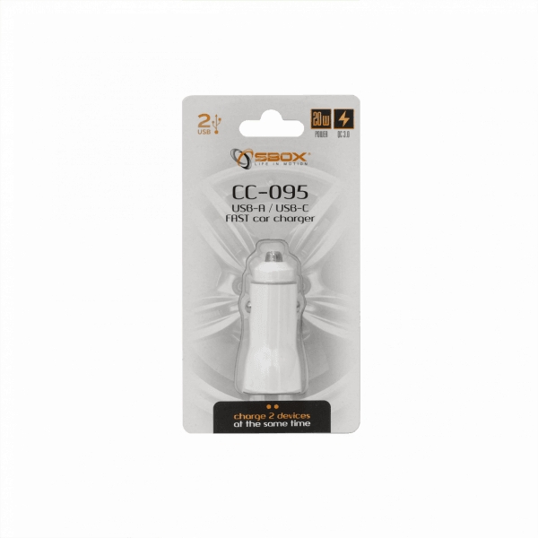 Sbox Car Charger CC-095 20W White Autolaadijad