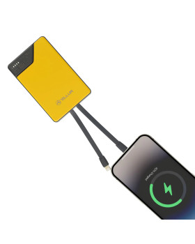 Tellur Power Bank 10000mAh, USB-C + Lightning cables built-in  yellow-foto4