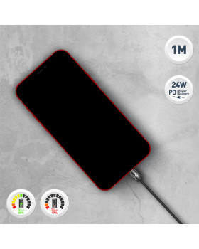 Tellur Minimalist USB-C to Lightning  Cable 3A 1m PD27W Black-foto4