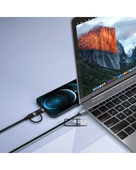 Tellur 4in1 Cable USB/Type-C to Type-C (PD65W)/Lightning (PD20W) 1m Black-foto5