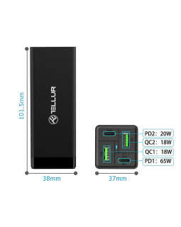 Tellur AC Charger PDHC2 65W (2xPD2xQC3.0) EU UK US Black-foto5