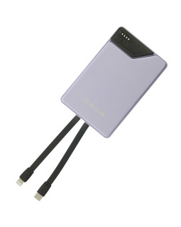 Tellur Power Bank 10000mAh, USB-C + Lightning cables built-in  purple-foto5