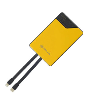 Tellur Power Bank 10000mAh, USB-C + Lightning cables built-in  yellow-foto5