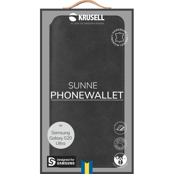 Krusell Sunne PhoneWallet Samsung Galaxy S20 Ultra vintage black Mobiili ümbrised