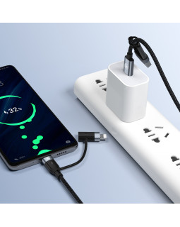 Tellur 4in1 Cable USB/Type-C to Type-C (PD65W)/Lightning (PD20W) 1m Black-foto6