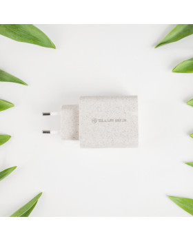 Tellur Green 38W dual port charger Type-C PD20W + USB QC3.0, cream-foto6