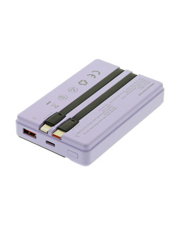 Tellur Power Bank 10000mAh, USB-C + Lightning cables built-in  purple-foto6