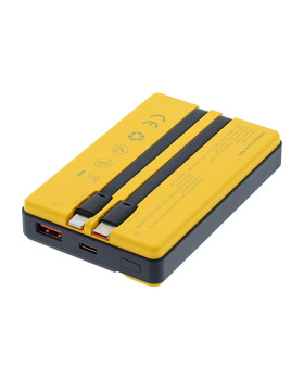 Tellur Power Bank 10000mAh, USB-C + Lightning cables built-in  yellow-foto6