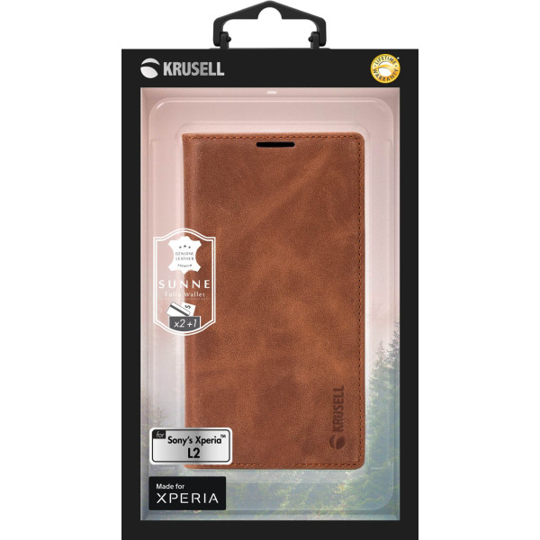 Krusell Sunne 2 Card Foliowallet Sony Xperia L2 vintage cognac Mobiili ümbrised