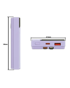 Tellur Power Bank 10000mAh, USB-C + Lightning cables built-in  purple-foto7