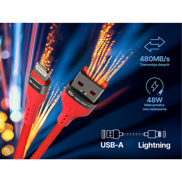 Tracer 47492 USB A - Lightning M/M 1m  Cable Red