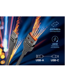 Tracer 47487 USB A - Type C M/M 1m  Cable Grey-foto7