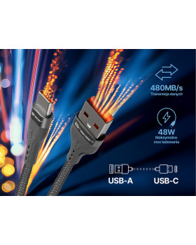 Tracer 47487 USB A - Type C M/M 1m  Cable Grey-foto7