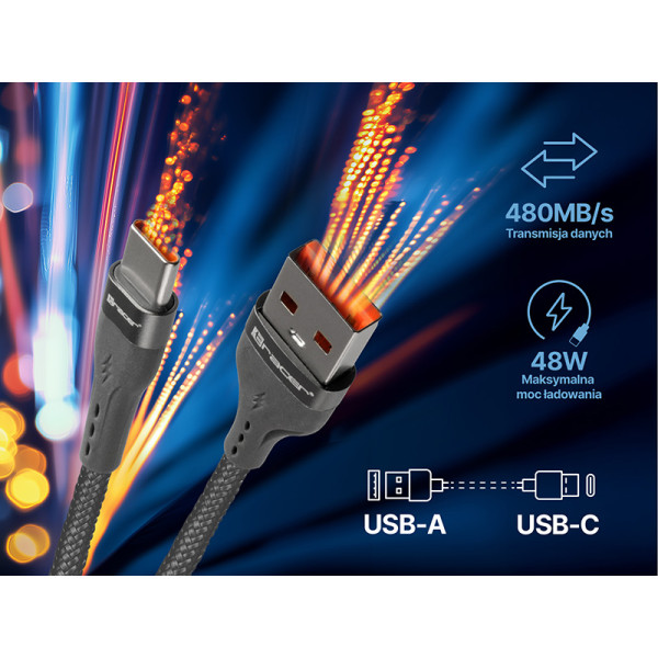 Tracer 47487 USB A - Type C M/M 1m  Cable Grey