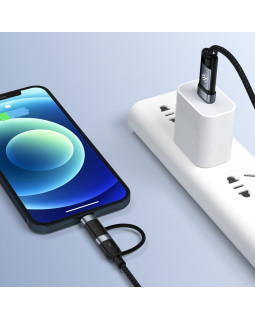 Tellur 4in1 Cable USB/Type-C to Type-C (PD65W)/Lightning (PD20W) 1m Black-foto8