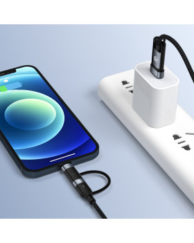 Tellur 4in1 Cable USB/Type-C to Type-C (PD65W)/Lightning (PD20W) 1m Black-foto8